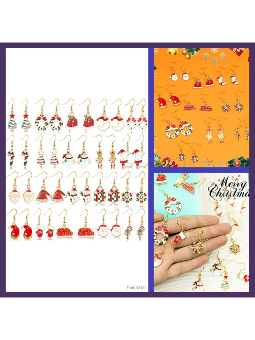 Christmas Dangle Earrings Set 20 Pairs Alloy French Wire Holiday Jewelry